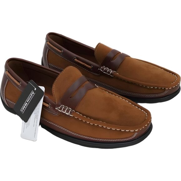 Aston Marc Penny Loafers Tan Slip-On Shoes Smart Casual Men's US 10M - Picture 4 of 6